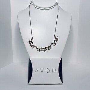 New Avon Gold Tone Embellished Collar Necklace W/Red Rhinestones (1655 A & B)